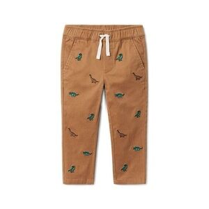 Janie and Jack Kids Tan Dinosaur embroidered pants 12-18 months